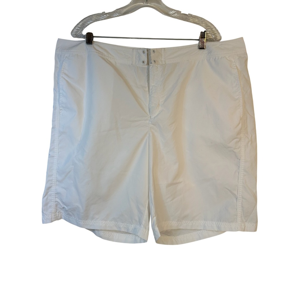 Lands End Womens White Nylon Board Shorts Trunks Plus Size 20W Solid 10 Inseam